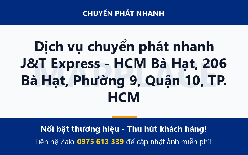 Dịch vụ chuyển phát nhanh J&T Express - HCM Bà Hạt, 206 Bà Hạt, Phường 9, Quận 10, TP. HCM