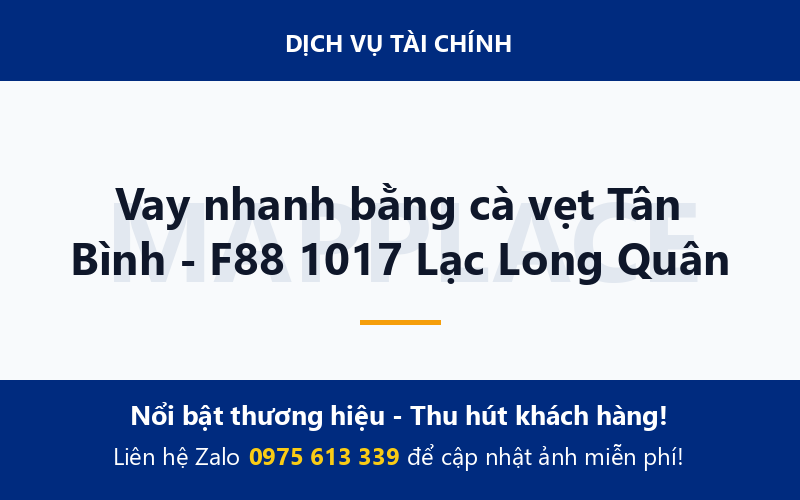 Vay nhanh bằng cà vẹt Tân Bình - F88 1017 Lạc Long Quân
