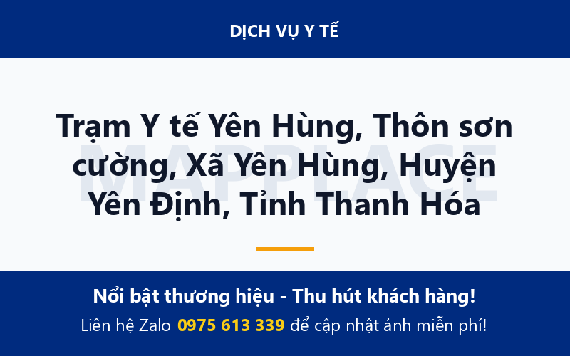 Trạm Y tế Yên Hùng, Thôn sơn cường, Xã Yên Hùng, Huyện Yên Định, Tỉnh Thanh Hóa