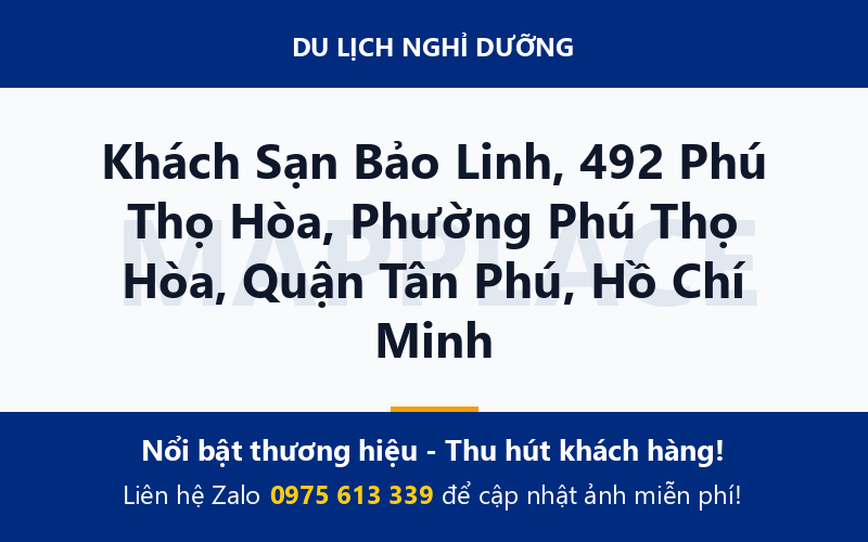 Khách Sạn Bảo Linh, 492 Phú Thọ Hòa, Phường Phú Thọ Hòa, Quận Tân Phú, Hồ Chí Minh