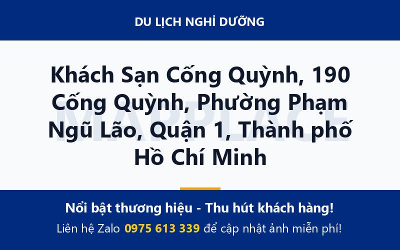 Khách Sạn Cống Quỳnh, 190 Cống Quỳnh, Phường Phạm Ngũ Lão, Quận 1, Thành phố Hồ Chí Minh