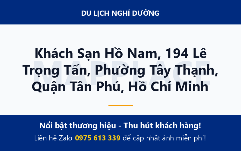 Khách Sạn Hồ Nam, 194 Lê Trọng Tấn, Phường Tây Thạnh, Quận Tân Phú, Hồ Chí Minh