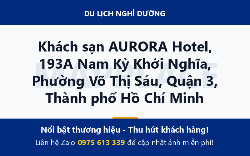 Khách sạn AURORA Hotel, 193A Nam Kỳ Khởi Nghĩa, Phường Võ Thị Sáu, Quận 3, Thành phố Hồ Chí Minh