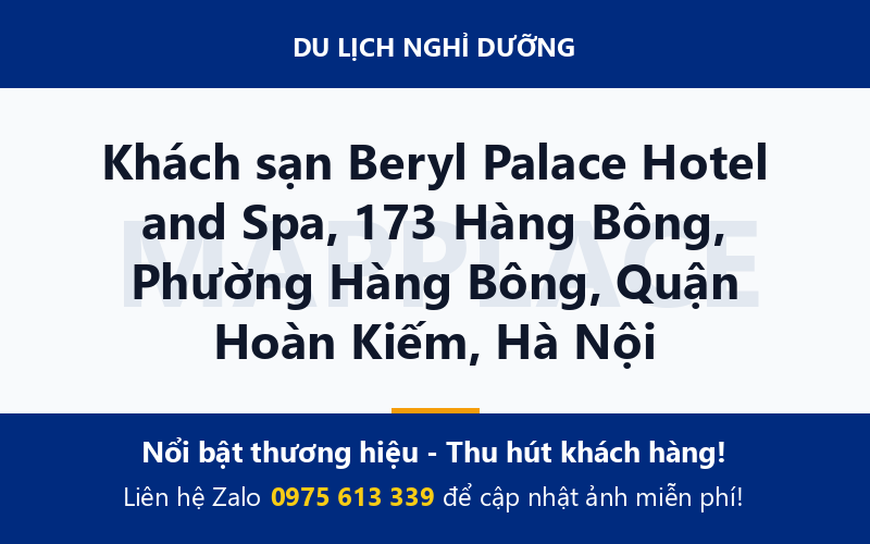 Khách sạn Beryl Palace Hotel and Spa, 173 Hàng Bông, Phường Hàng Bông, Quận Hoàn Kiếm, Hà Nội