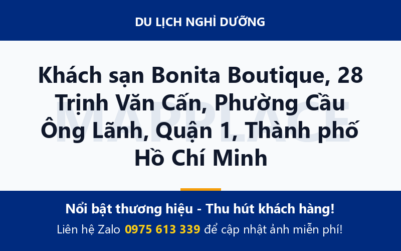 Khách sạn Bonita Boutique, 28 Trịnh Văn Cấn, Phường Cầu Ông Lãnh, Quận 1, Thành phố Hồ Chí Minh