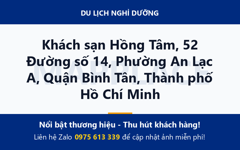 Khách sạn Hồng Tâm, 52 Đường số 14, Phường An Lạc A, Quận Bình Tân, Thành phố Hồ Chí Minh