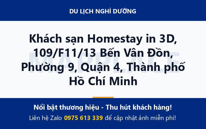 Khách sạn Homestay in 3D, 109/F11/13 Bến Vân Đồn, Phường 9, Quận 4, Thành phố Hồ Chí Minh