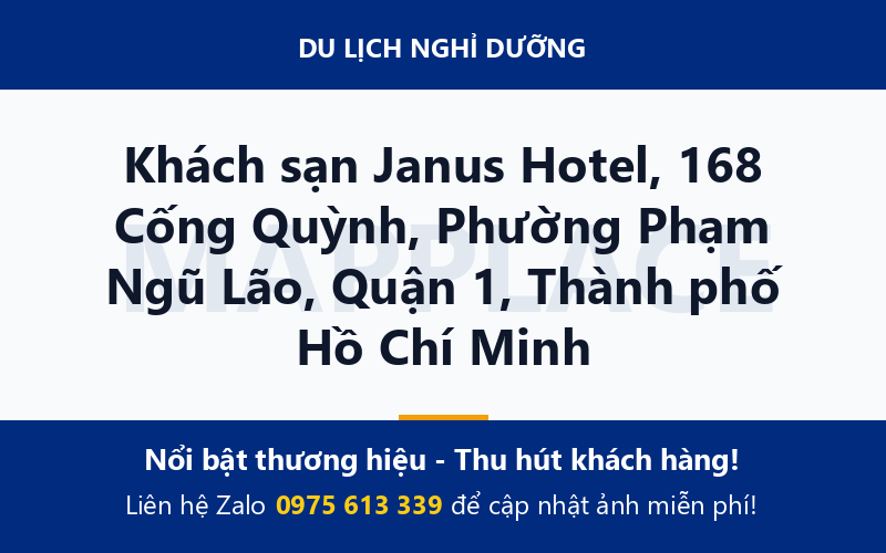 Khách sạn Janus Hotel, 168 Cống Quỳnh, Phường Phạm Ngũ Lão, Quận 1, Thành phố Hồ Chí Minh