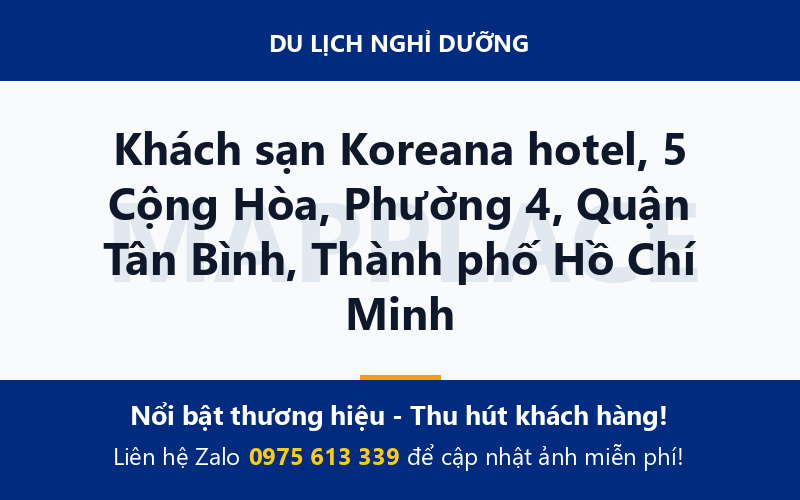 Khách sạn Koreana hotel, 5 Cộng Hòa, Phường 4, Quận Tân Bình, Thành phố Hồ Chí Minh
