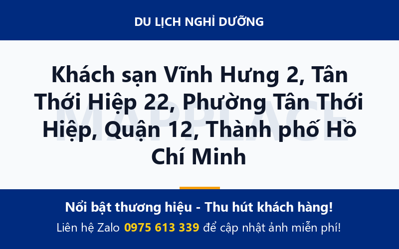 Khách sạn Vĩnh Hưng 2, Tân Thới Hiệp 22, Phường Tân Thới Hiệp, Quận 12, Thành phố Hồ Chí Minh