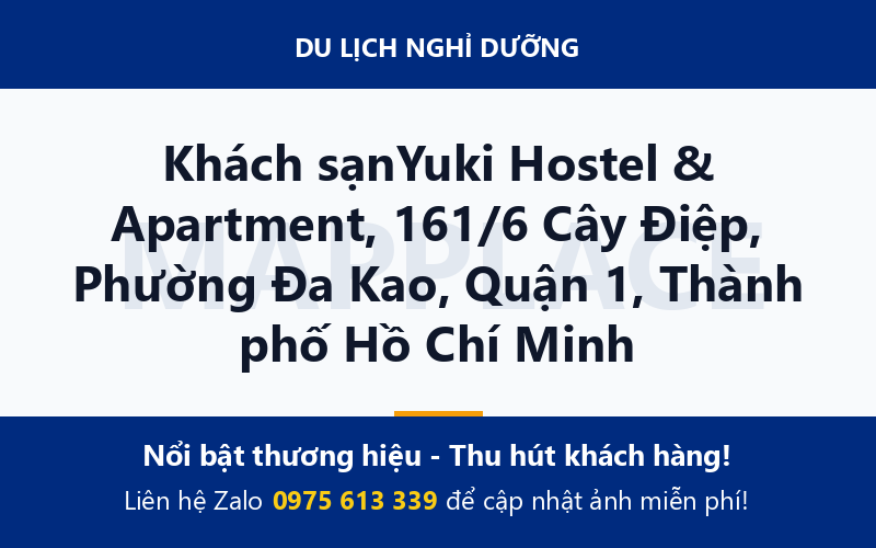 Khách sạnYuki Hostel & Apartment, 161/6 Cây Điệp, Phường Đa Kao, Quận 1, Thành phố Hồ Chí Minh