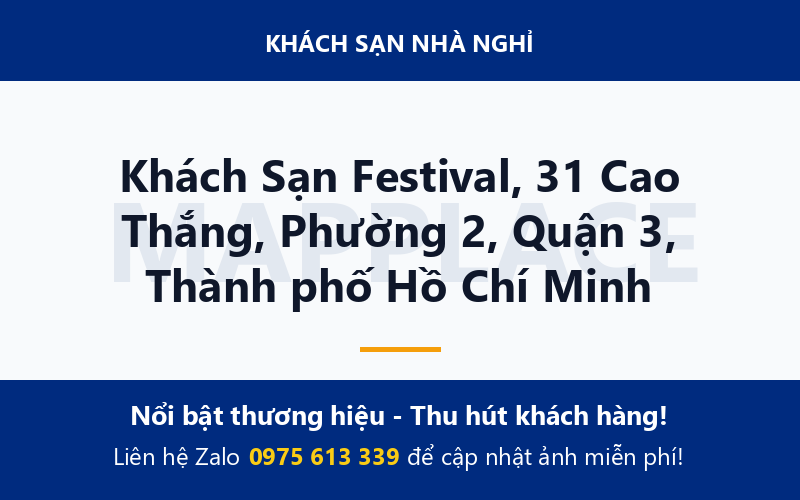 Khách Sạn Festival, 31 Cao Thắng, Phường 2, Quận 3, Thành phố Hồ Chí Minh