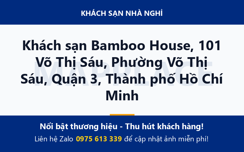 Khách sạn Bamboo House, 101 Võ Thị Sáu, Phường Võ Thị Sáu, Quận 3, Thành phố Hồ Chí Minh