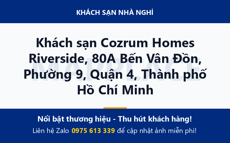 Khách sạn Cozrum Homes Riverside, 80A Bến Vân Đồn, Phường 9, Quận 4, Thành phố Hồ Chí Minh
