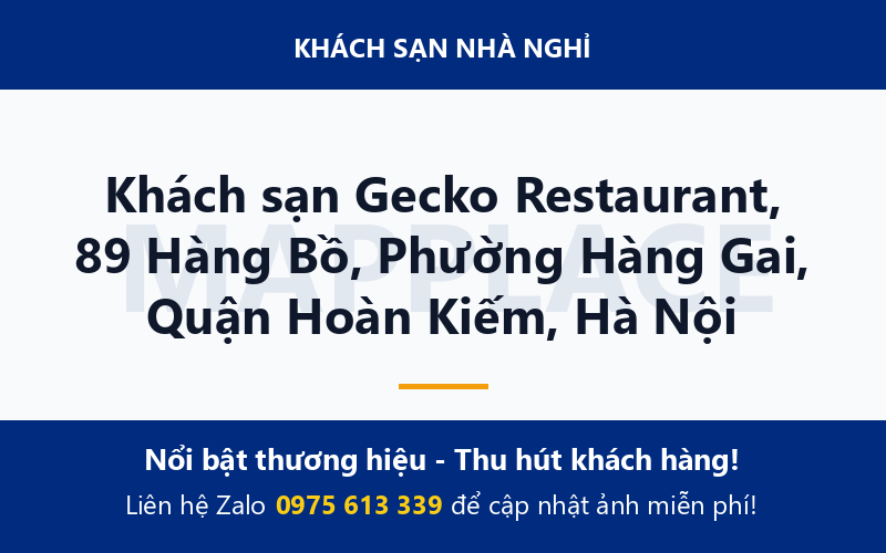 Khách sạn Gecko Restaurant, 89 Hàng Bồ, Phường Hàng Gai, Quận Hoàn Kiếm, Hà Nội