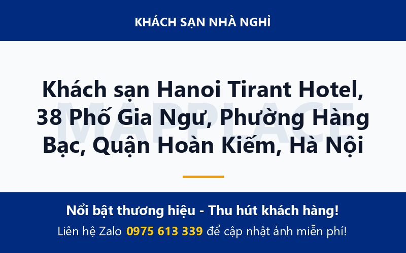 Khách sạn Hanoi Tirant Hotel, 38 Phố Gia Ngư, Phường Hàng Bạc, Quận Hoàn Kiếm, Hà Nội