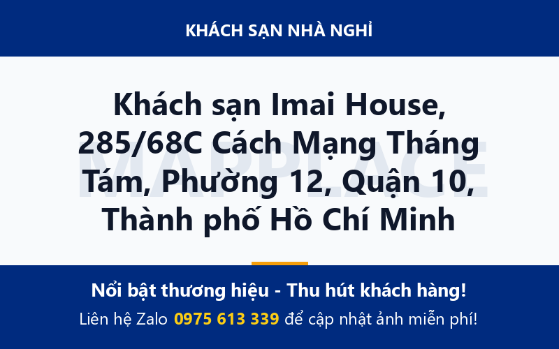 Khách sạn Imai House, 285/68C Cách Mạng Tháng Tám, Phường 12, Quận 10, Thành phố Hồ Chí Minh