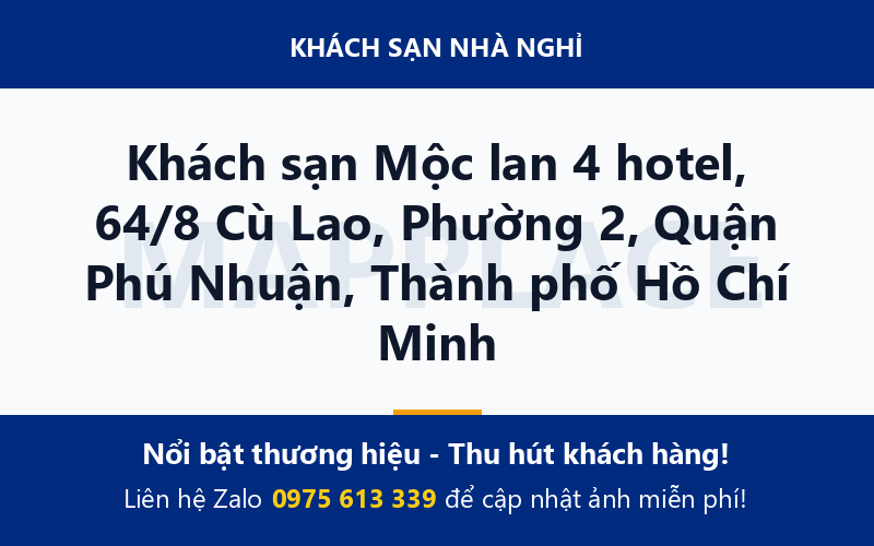 Khách sạn Mộc lan 4 hotel, 64/8 Cù Lao, Phường 2, Quận Phú Nhuận, Thành phố Hồ Chí Minh