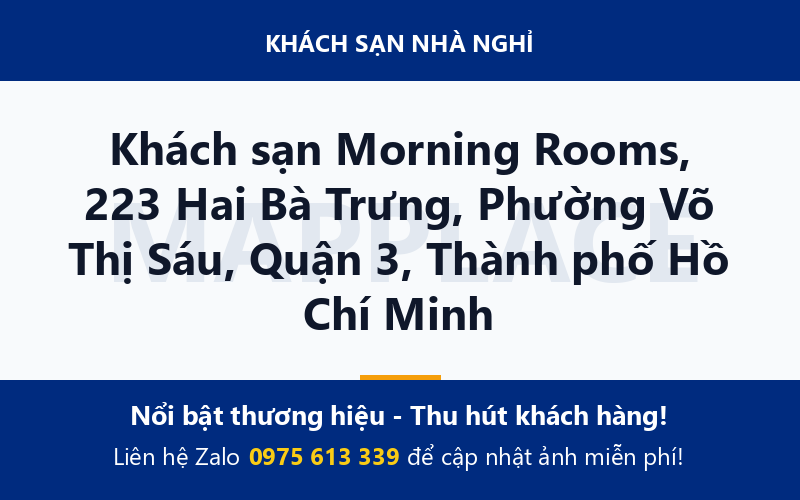 Khách sạn Morning Rooms, 223 Hai Bà Trưng, Phường Võ Thị Sáu, Quận 3, Thành phố Hồ Chí Minh