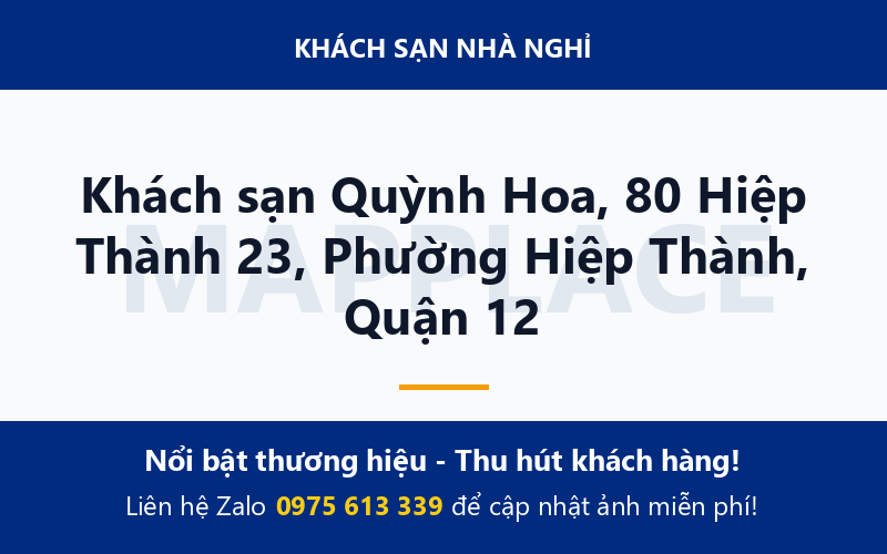 Khách sạn Quỳnh Hoa, 80 Hiệp Thành 23, Phường Hiệp Thành, Quận 12