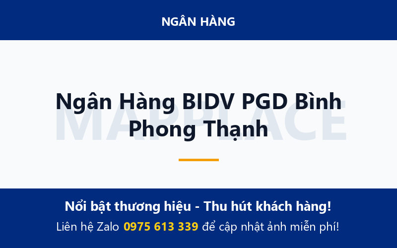 Ngân Hàng BIDV PGD Bình Phong Thạnh