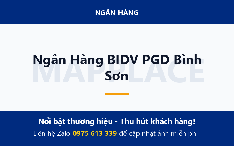 Ngân Hàng BIDV PGD Bình Sơn