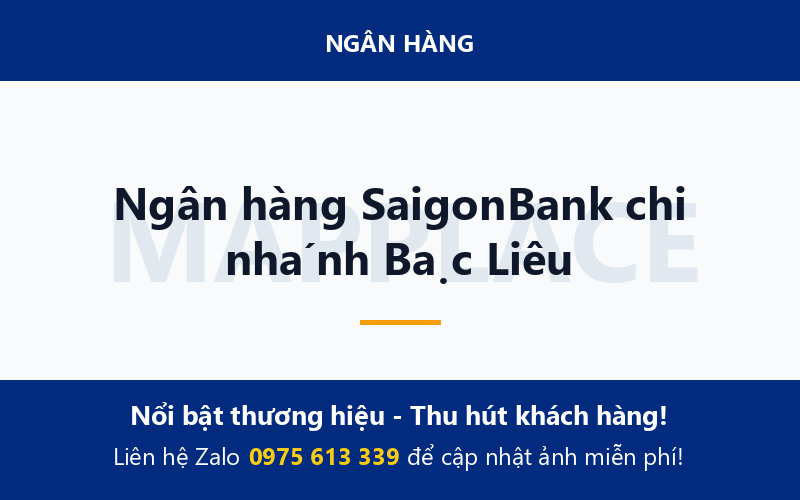 Ngân hàng SaigonBank chi nhánh Bạc Liêu