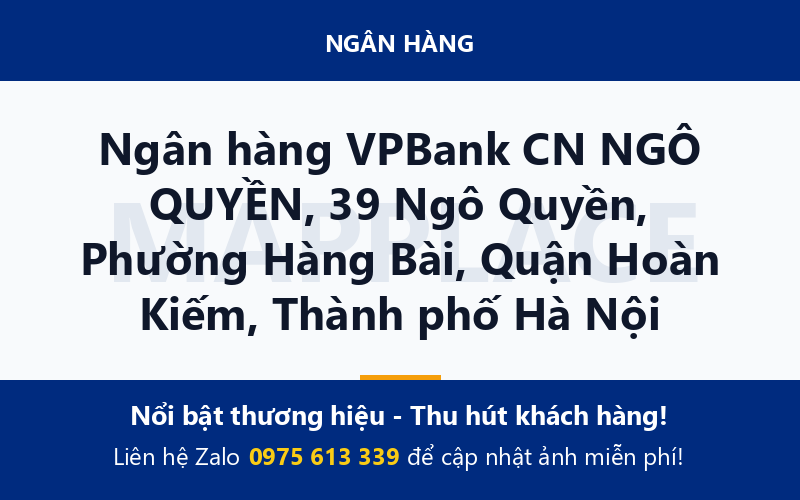 Ngân hàng VPBank CN NGÔ QUYỀN, 39 Ngô Quyền, Phường Hàng Bài, Quận Hoàn Kiếm, Thành phố Hà Nội