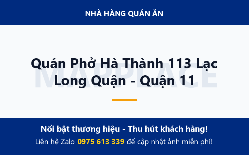 Quán Phở Hà Thành 113 Lạc Long Quận - Quận 11