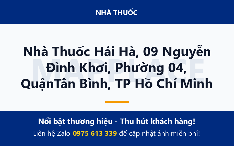 Nhà Thuốc Hải Hà, 09 Nguyễn Đình Khơi, Phường 04, QuậnTân Bình, TP Hồ Chí Minh