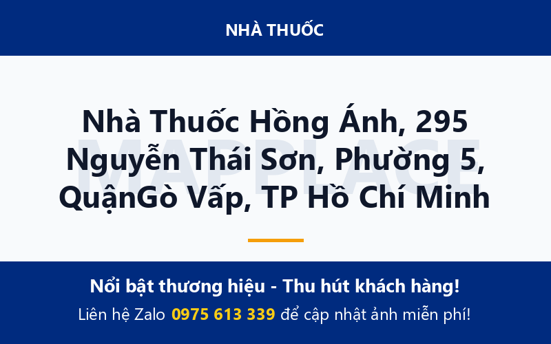 Nhà Thuốc Hồng Ánh, 295 Nguyễn Thái Sơn, Phường 5, QuậnGò Vấp, TP Hồ Chí Minh