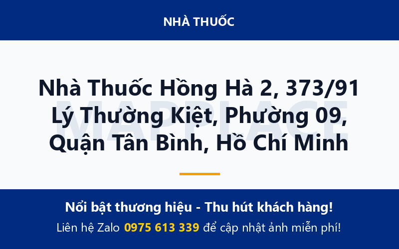 Nhà Thuốc Hồng Hà 2, 373/91 Lý Thường Kiệt, Phường 09, Quận Tân Bình, Hồ Chí Minh