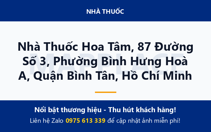 Nhà Thuốc Hoa Tâm, 87 Đường Số 3, Phường Bình Hưng Hoà A, Quận Bình Tân, Hồ Chí Minh