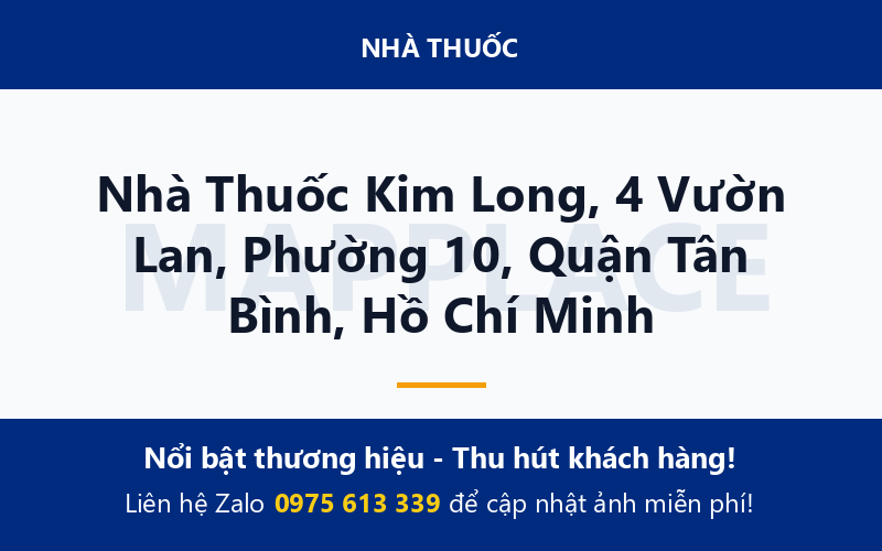 Nhà Thuốc Kim Long, 4 Vườn Lan, Phường 10, Quận Tân Bình, Hồ Chí Minh