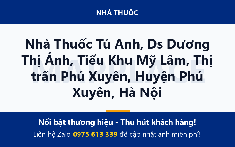 Nhà Thuốc Tú Anh, Ds Dương Thị Ánh, Tiểu Khu Mỹ Lâm, Thị trấn Phú Xuyên, Huyện Phú Xuyên, Hà Nội