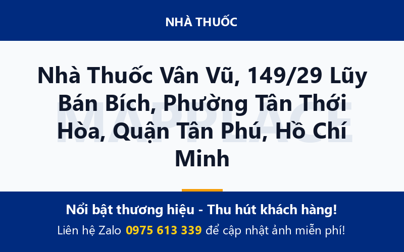 Nhà Thuốc Vân Vũ, 149/29 Lũy Bán Bích, Phường Tân Thới Hòa, Quận Tân Phú, Hồ Chí Minh
