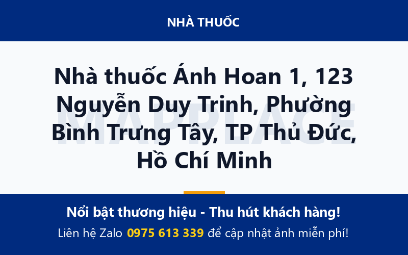 Nhà thuốc Ánh Hoan 1, 123 Nguyễn Duy Trinh, Phường Bình Trưng Tây, TP Thủ Đức, Hồ Chí Minh