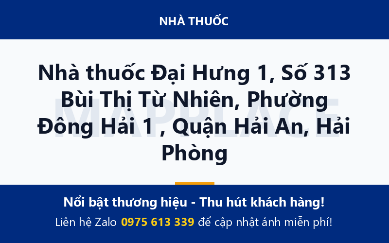 Nhà thuốc Đại Hưng 1, Số 313 Bùi Thị Từ Nhiên, Phường Đông Hải 1 , Quận Hải An, Hải Phòng