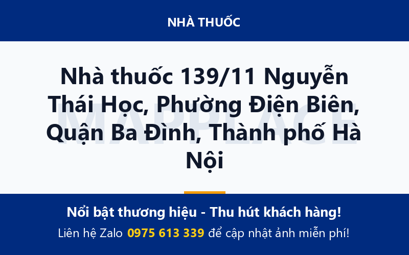 Nhà thuốc 139/11 Nguyễn Thái Học, Phường Điện Biên, Quận Ba Đình, Thành phố Hà Nội