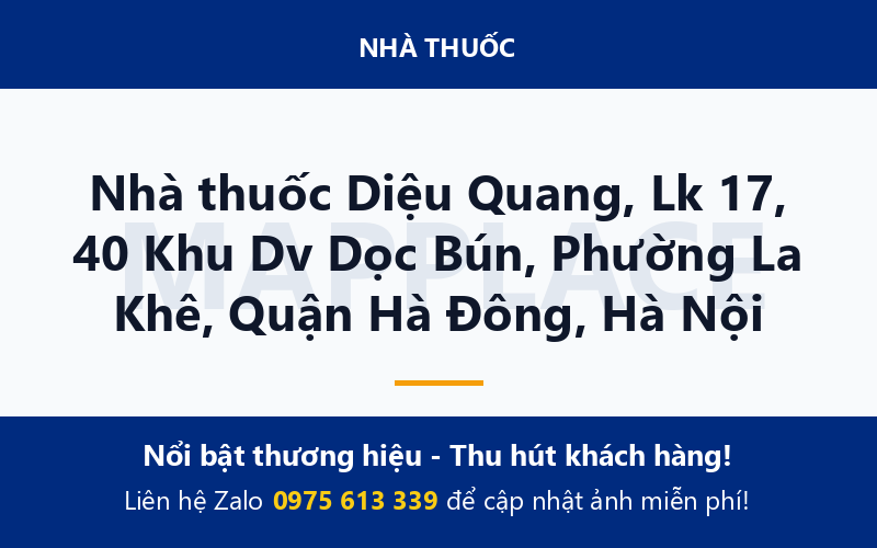 Nhà thuốc Diệu Quang, Lk 17, 40 Khu Dv Dọc Bún, Phường La Khê, Quận Hà Đông, Hà Nội