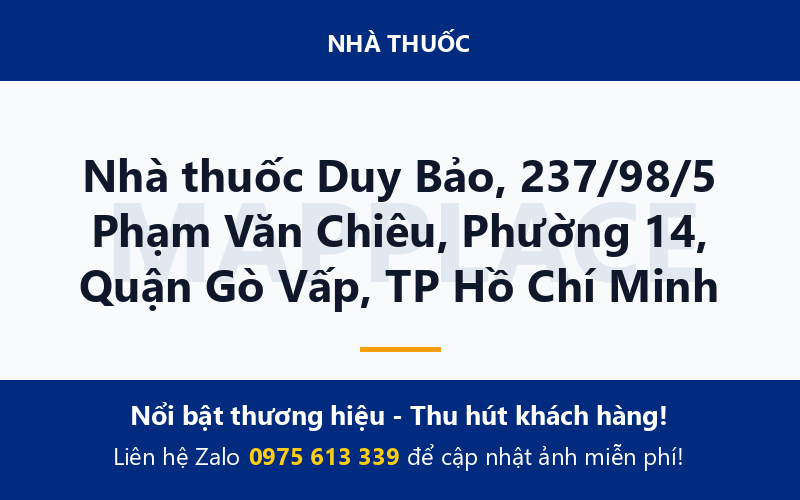 Nhà thuốc Duy Bảo, 237/98/5 Phạm Văn Chiêu, Phường 14, Quận Gò Vấp, TP Hồ Chí Minh