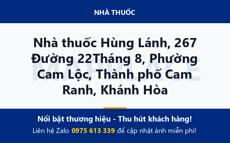 Nhà thuốc Hùng Lánh, 267 Đường 22Tháng 8, Phường Cam Lộc, Thành phố Cam Ranh, Khánh Hòa