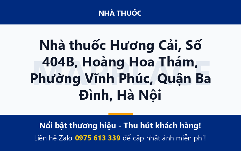 Nhà thuốc Hương Cải, Số 404B, Hoàng Hoa Thám, Phường Vĩnh Phúc, Quận Ba Đình, Hà Nội