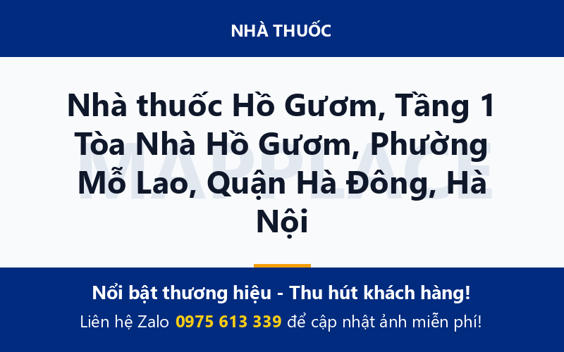 Nhà thuốc Hồ Gươm, Tầng 1 Tòa Nhà Hồ Gươm, Phường Mỗ Lao, Quận Hà Đông, Hà Nội