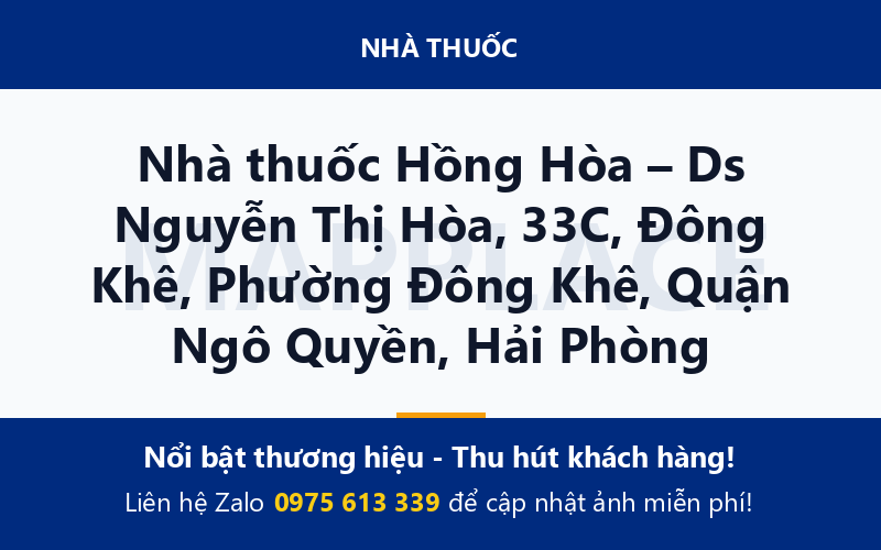 Nhà thuốc Hồng Hòa – Ds Nguyễn Thị Hòa, 33C, Đông Khê, Phường Đông Khê, Quận Ngô Quyền, Hải Phòng
