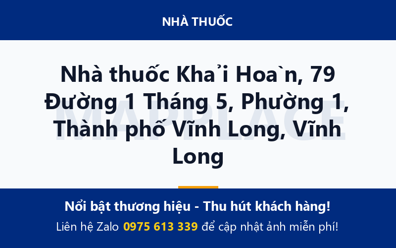 Nhà thuốc Khải Hoàn, 79 Đường 1 Tháng 5, Phường 1, Thành phố Vĩnh Long, Vĩnh Long