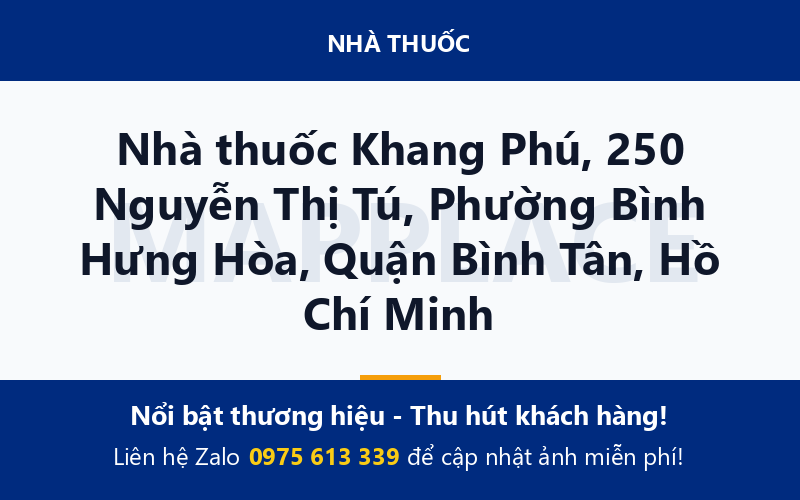 Nhà thuốc Khang Phú, 250 Nguyễn Thị Tú, Phường Bình Hưng Hòa, Quận Bình Tân, Hồ Chí Minh