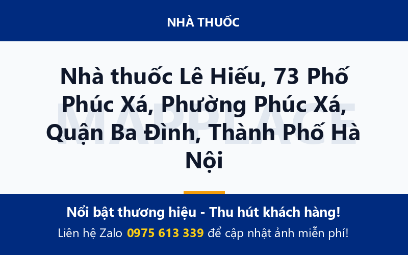 Nhà thuốc Lê Hiếu, 73 Phố Phúc Xá, Phường Phúc Xá, Quận Ba Đình, Thành Phố Hà Nội