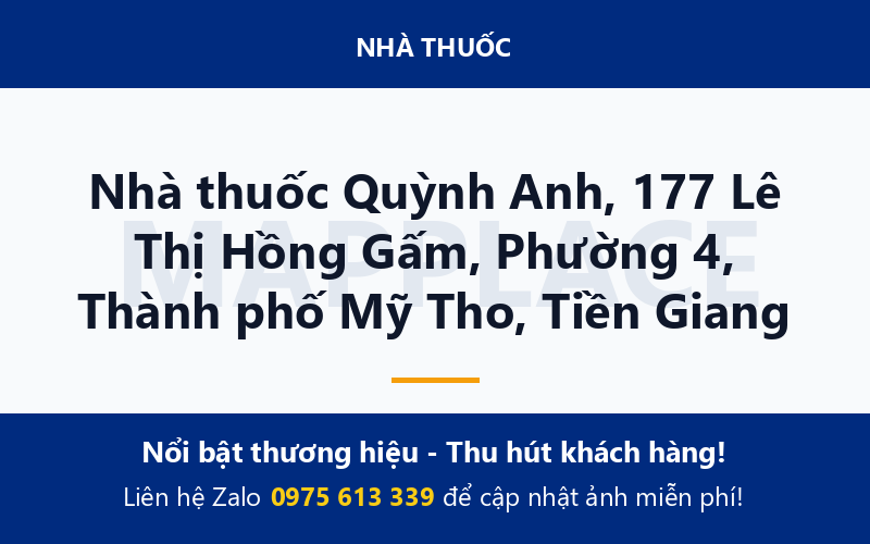 Nhà thuốc Quỳnh Anh, 177 Lê Thị Hồng Gấm, Phường 4, Thành phố Mỹ Tho, Tiền Giang