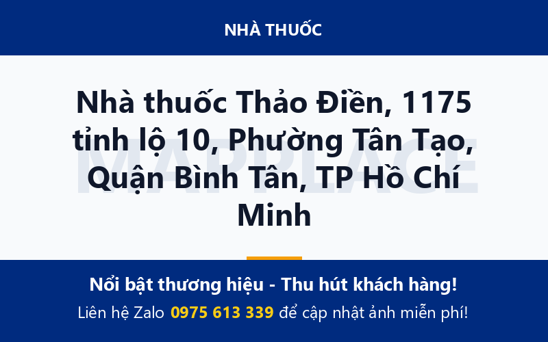 Nhà thuốc Thảo Điền, 1175 tỉnh lộ 10, Phường Tân Tạo, Quận Bình Tân, TP Hồ Chí Minh